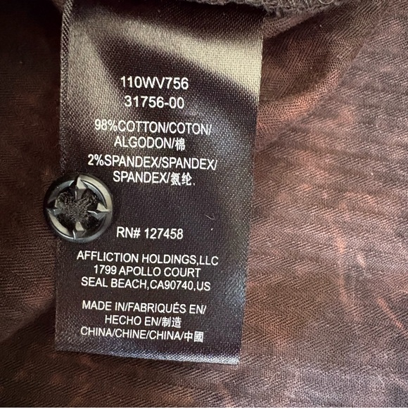 Affliction Shirt Men 3XL Acid Wash Embroidered - Picture 3 of 12